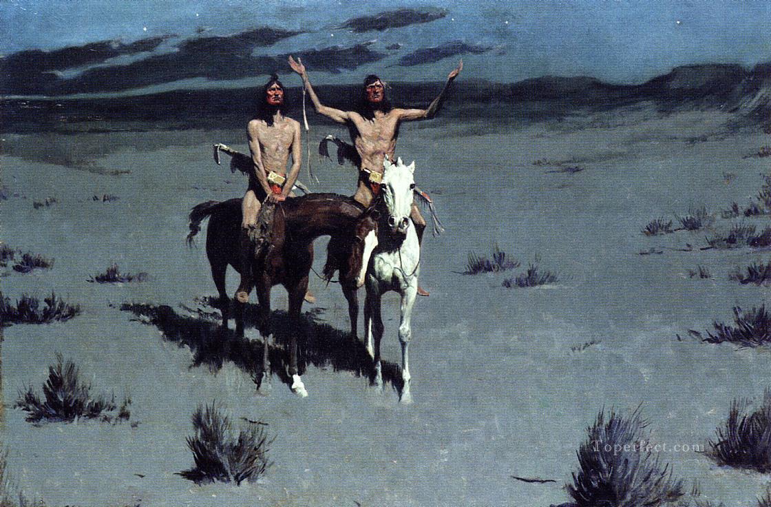 Pretty Mother of the Night Old American West cowboy Indian Frederic Remington Oil Paintings